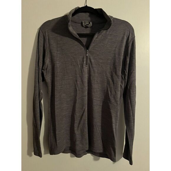 Smartwool Mens Grey Merino Wool 1/4 zip Pull Over Size Large Crewneck - Picture 1 of 5